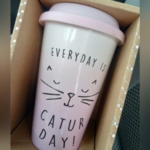 Everyday is a Catur Day Ceramic Travel Coffee Mug Cup Cat Lover